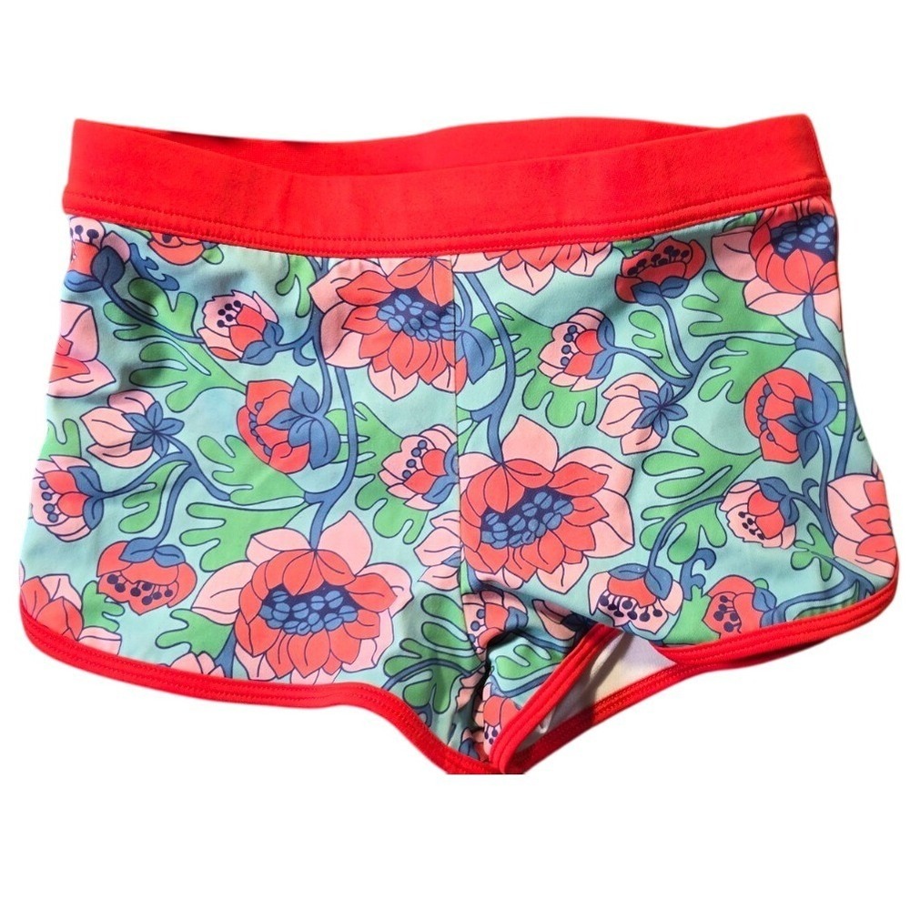 $45 EUC BODEN KIDS swim shorts 7-8Y, 128 cm orange red blue black yellow floral